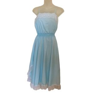 Beautiful Vintage Cinderella Blue Dress with White Lace Sz S